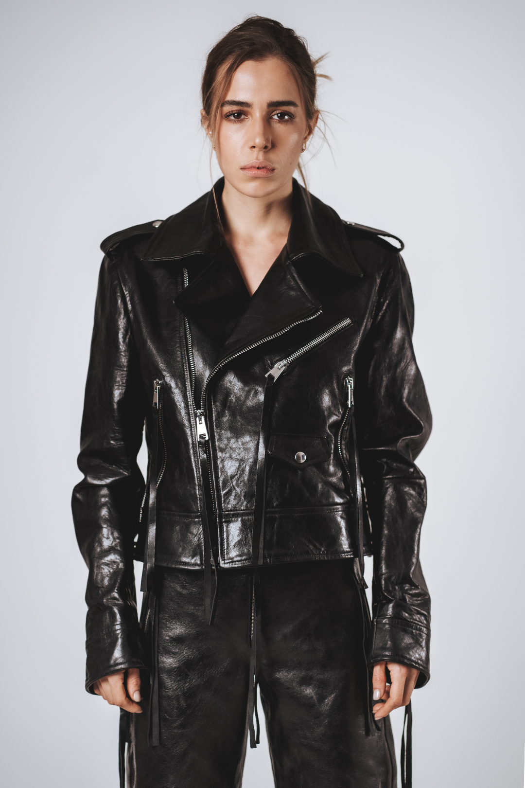 Chiodo Crop in Pelle
